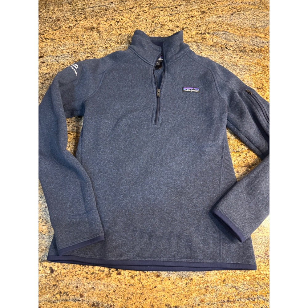 Patagonia Quarter Zip Pullover Fleece Blue‎ Heather Company Logo Size S